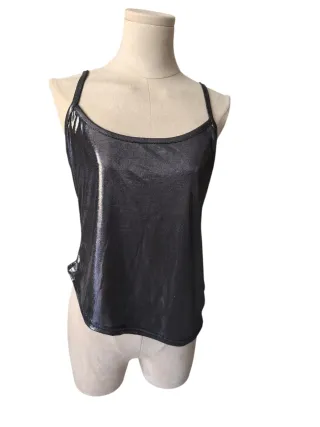 Canotta donna nera effetto metallico taglia 40