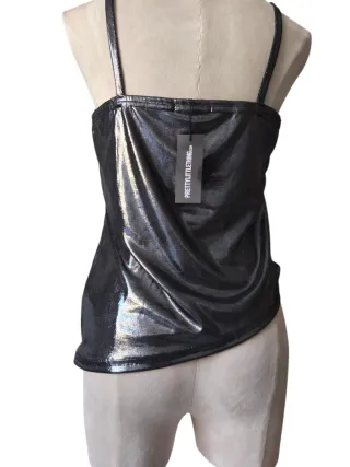 Canotta donna nera effetto metallico taglia 40