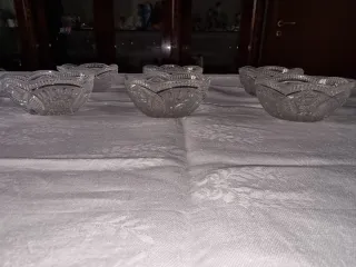 Fruttiera e 6 coppe cristallo anni '70.