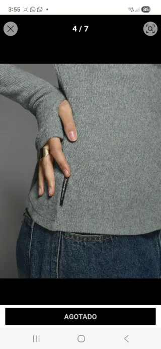 MISSGUIDED Camiseta Manga Larga Gris verde menta