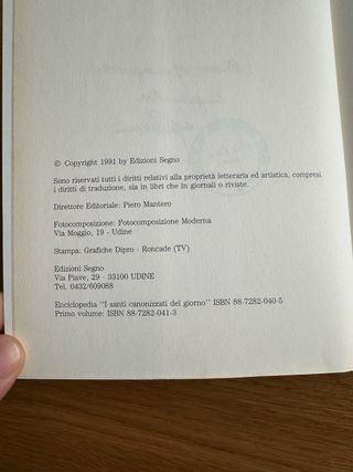 I santi canonizzati del giorno 12 volumi 1991