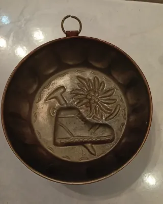 Stampo Rame Vintage Montagna Scarponi Fiore