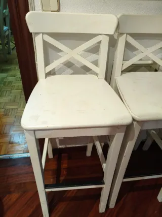 Taburetes Altos Madera Blanco Ikea (3uds)