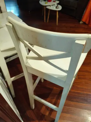 Taburetes Altos Madera Blanco Ikea (3uds)