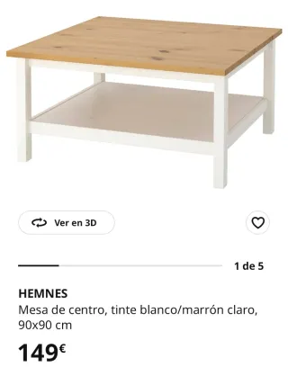 Mesa auxiliar Ikea madera y blanco