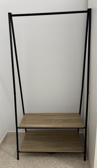 Burra metallica con ripiani in legno