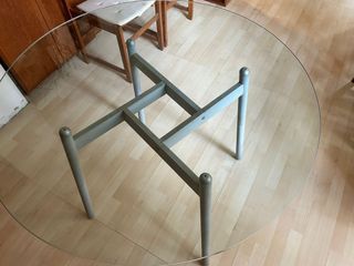 Mesa redonda cristal y aluminio