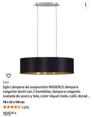 Lámpara colgante ovalada negra y dorada