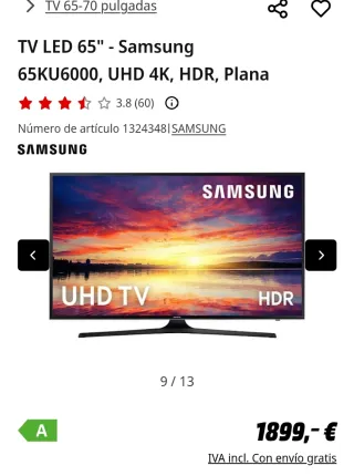 TV Samsung 65 4K UHD Smart TV WiFi
