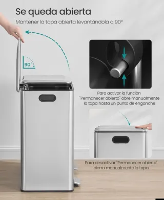 SONGMICS Cubo de Cocina, 2 x 30 L, Papelera Doble