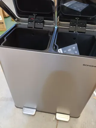 SONGMICS Cubo de Cocina, 2 x 30 L, Papelera Doble