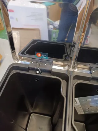 SONGMICS Cubo de Cocina, 2 x 30 L, Papelera Doble