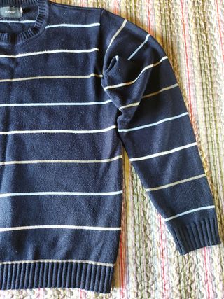 Jersey azul rayas cuello redondo