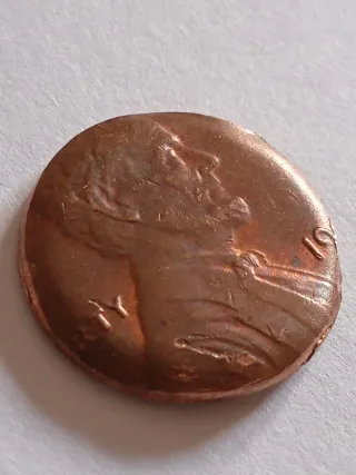 MONEDA 1 CENTAVO LINCOLN.19??.ERROR MAL RECORTADA.