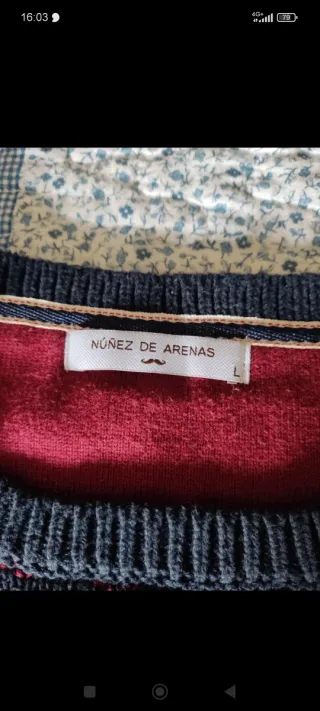 Jersey de punto hombre azul y granate