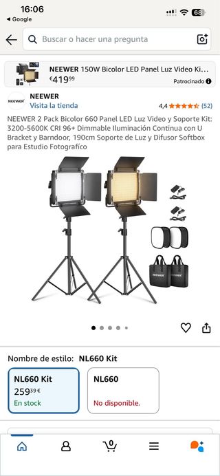 Pack 3 Focos LED Neewer con Trípodes y Baterías