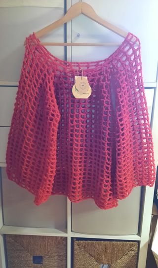 Jersey Crochet Rojo Calado Talla 40