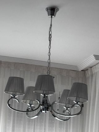 Lámpara colgante tela y cristal