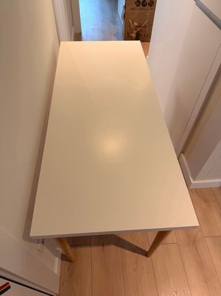 Mesa Escritorio Ikea Blanca Patas Madera
