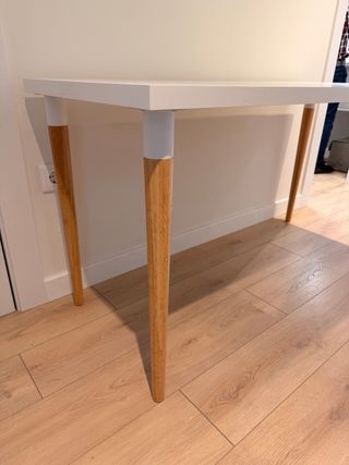 Mesa Escritorio Ikea Blanca Patas Madera