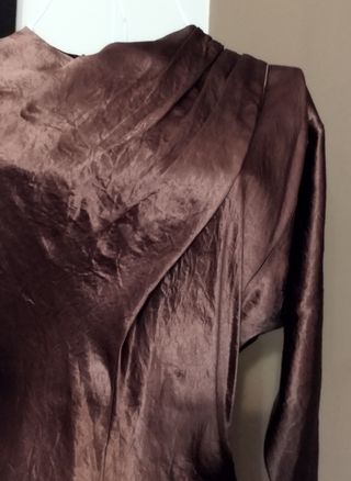 Vestido largo satinado Zara Lingerie marrón