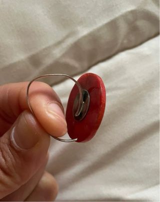 Anillo Plata Ajustable Rojo