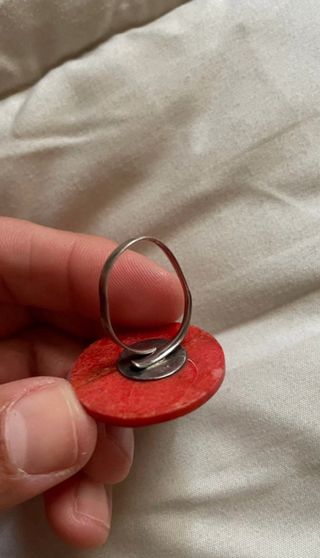 Anillo Plata Ajustable Rojo