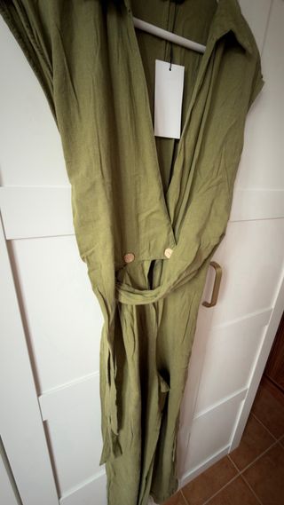 Mono largo lino ZARA verde oliva