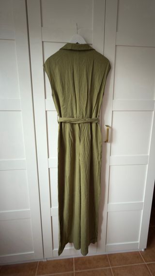 Mono largo lino ZARA verde oliva