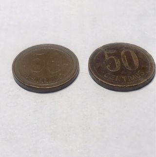 Dos monedas  50 Céntimos  1937 II Rep. Española