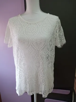 Blusa encaje blanca talla L