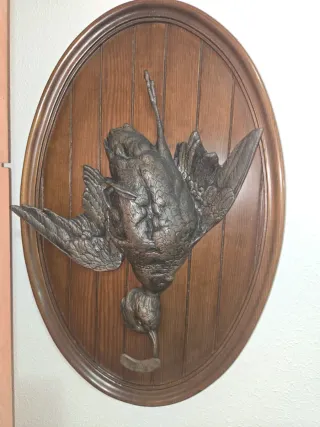 Figuras bronce aves madera caoba grande 1900 ,1940