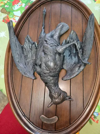 Figuras bronce aves madera caoba grande 1900 ,1940