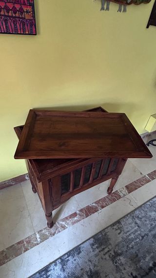 Mueble bar colonial madera y cristal