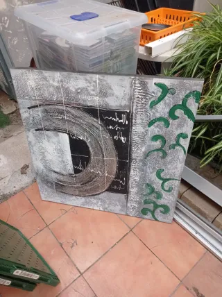 Cuadro moderno gris y verde