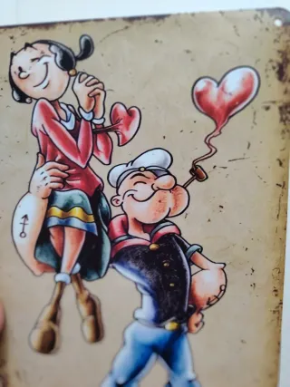 Cartel Metal Popeye y Olivia 30x20cm