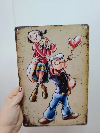 Cartel Metal Popeye y Olivia 30x20cm