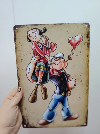 Cartel Metal Popeye y Olivia 30x20cm