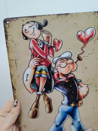 Cartel Metal Popeye y Olivia 30x20cm
