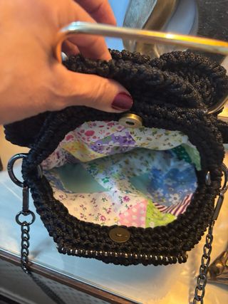 Bolso Negro Crochet Flor