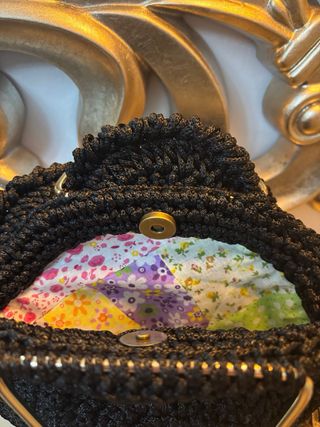 Bolso Negro Crochet Flor