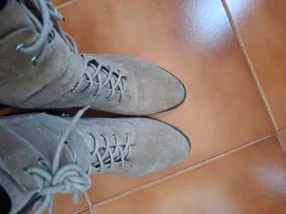 Botines Stradivarius Piel Ante Hebillas