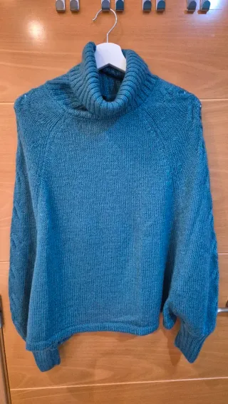 Jersey Benetton cuello alto turquesa