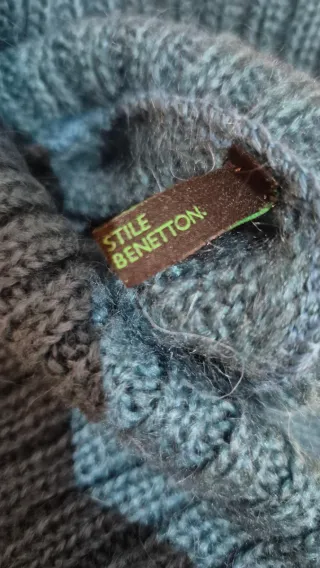 Jersey Benetton cuello alto turquesa