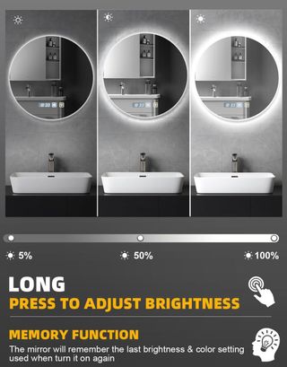 Espejo Redondo Baño con Luz LED