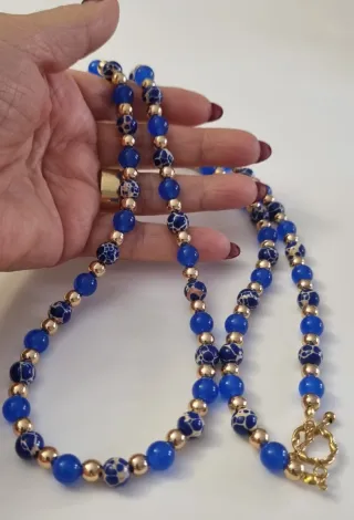 Conjunto Collar, Pulsera, y Pendientes Piedras nat