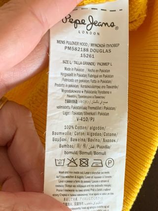 Sudadera  hombre  amarilla . Pepe Jeans . Talla L