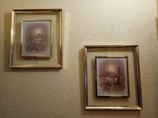 2 Cuadros Decorativos Marco Dorado