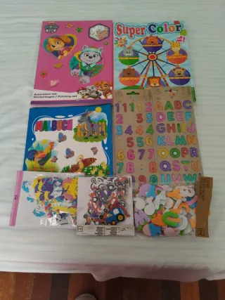 Lote pintar  Números Letras Coches Caballos