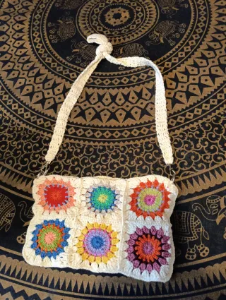 Bolso Crochet Flores Hecho a Mano